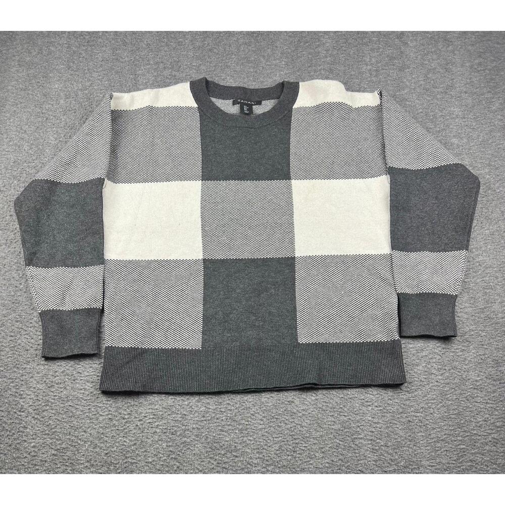 Tahari Men's Large Gray and White Checkered Sweater Size Large